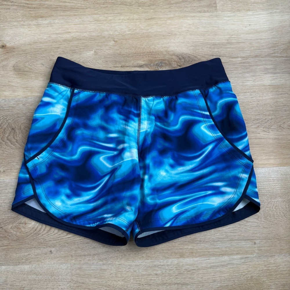 Lands' End Blue Board Shorts Women 4P Swim Lightweight Quickdry Beach Pool